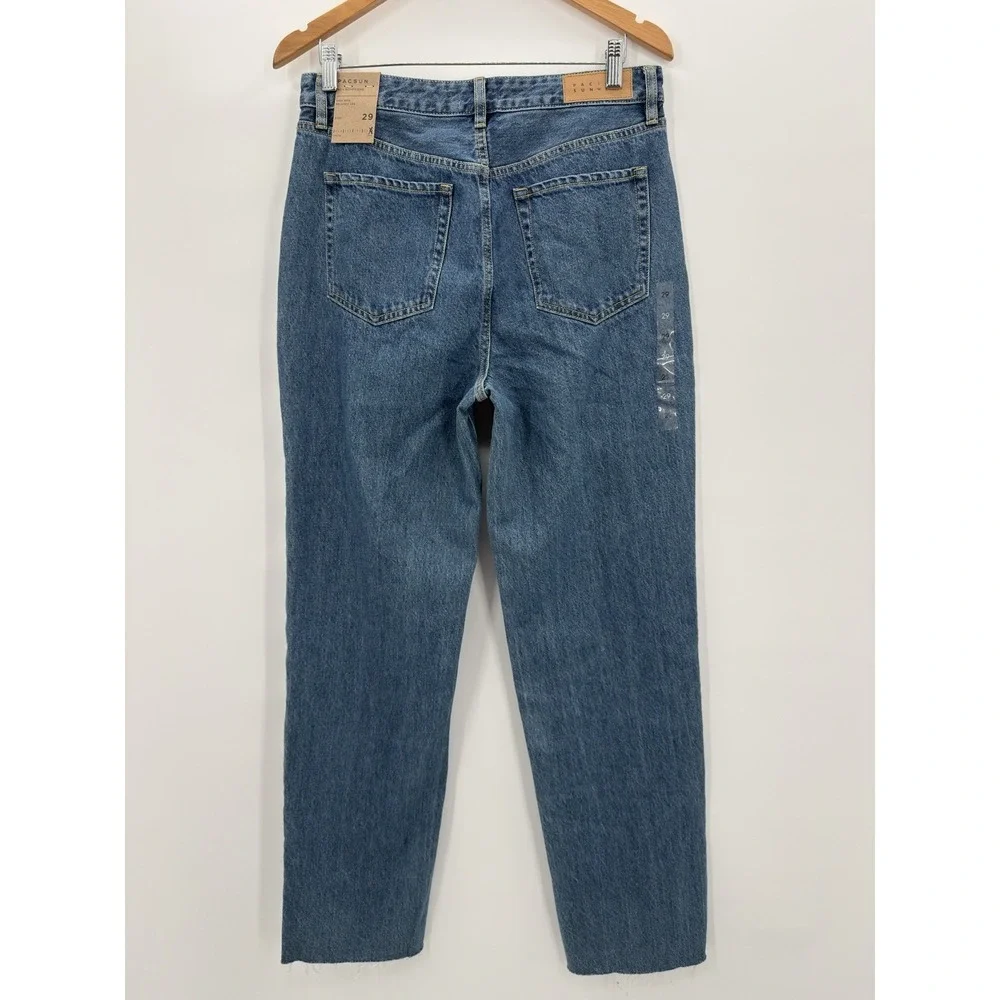 Pacsun 90's Boyfriend Jeans High Rise‎ Relaxed Leg Raw Hem 2 Tone Women's 29 NEW - Picture 3 of 8